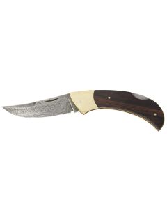Medium Pocket Curved Folding Damascus Knife Rosewood Grip
