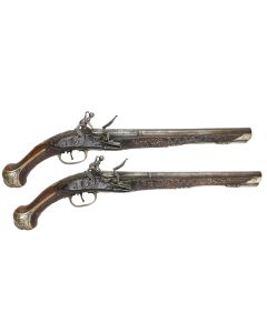 Pair of Ottoman Balkan Flintlock Kubar Pistols