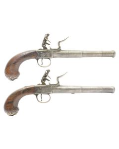 Pair of Flintlock Queen Anne Pistols