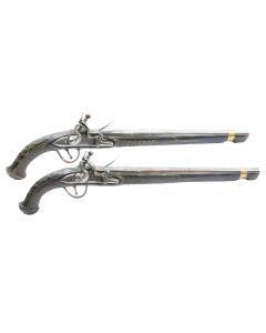 A Pair Of 18-Bore Turkish Flintlock Holster Pistols