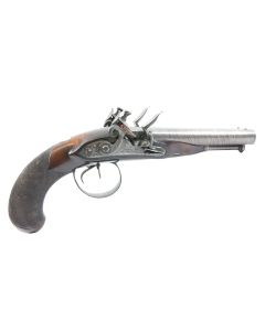 A .600 Flintlock Double-Barrelled Rifled Side-By-Side Pistol Signed Theos Richards