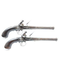 A Pair Of 20-Bore Flintlock Queen Anne Pistols By Clarkson