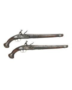 A Pair Of 28-bore Continental Flintlock Holster Pistols