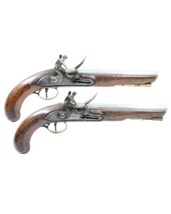 Pair of Flintlock Pistols by H. Nock of London, 16 Bore