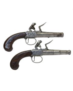 Pair Of 50 Bore Queen Anne Type Flintlock Pistols