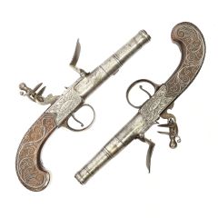Pair of 54 Bore Flintlock Boxlock Pocket Pistols by Perry of London, 