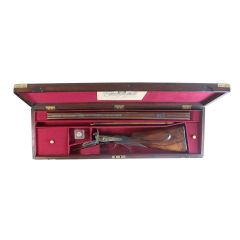 Cased 28 Bore Pinfire Double Rifle by Joseph Lang of London