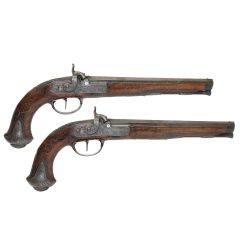 Pair Of German 40 Bore Micro Rifled Percussion Pistols By Anton Baumann In Munchen
